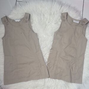 Classrom Beige Sleeveless Jumper Dress Sz 5 Set Of 2